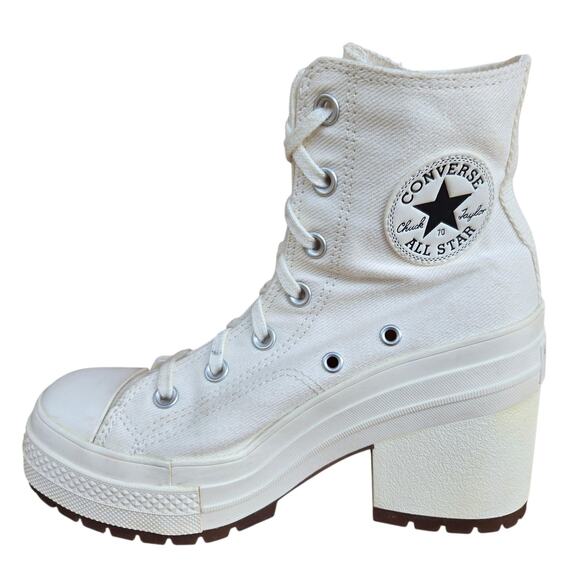 Converse Chuck 70 De Luxe Heels Womens 7 White Canvas Platform High Tops A05348C - Picture 4 of 12